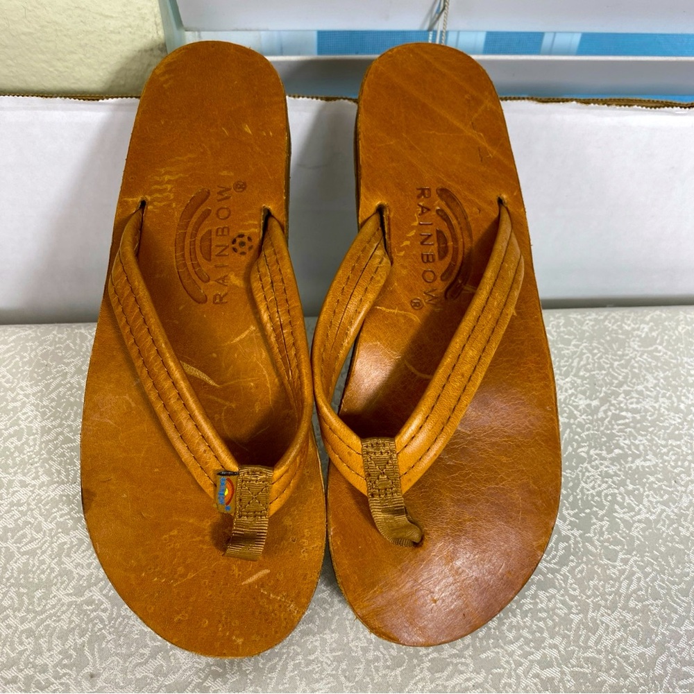 Rainbow Thong Sandals Women’s 6.5 Leather Upper New No Tags